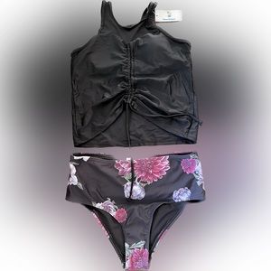 Tankini black and floral